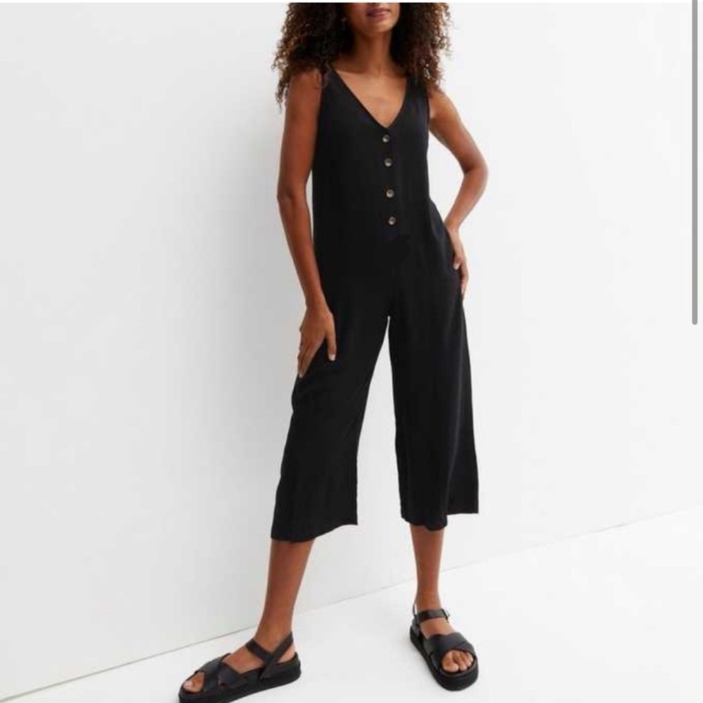 Sienna Sky Elegant Black Button-Front Jumpsuit